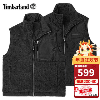 添柏岚（Timberland）抓绒马甲男棉服23冬季户外运动服休闲保暖双面穿棉马甲外套 A2HX7001/黑色-两面穿 L/180