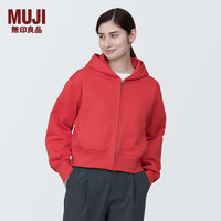 无印良品 MUJI 女式 紧密织 拉链衫 女外套春季款 连帽卫衣 短款  红色 XS(150/76A)