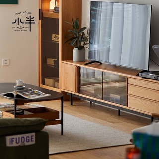 小半家具实木电视柜家用窄款超薄客厅原木小户型北欧樱桃木收纳储物柜 樱桃木1.8M