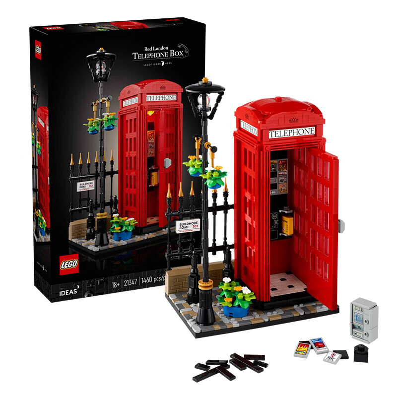 LEGO 乐高 IDEAS系列男女拼装积木玩具生日送人礼物 21347伦敦红色电话亭