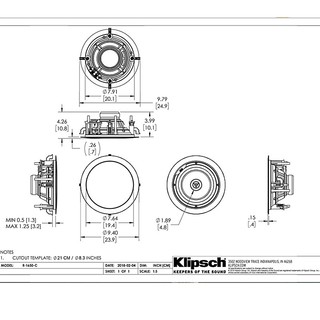 杰士（Klipsch） R-1650-C 家庭影院全景声天空声道音响 吸顶式音箱 定阻喇叭 背景音乐音箱 