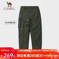 骆驼（CAMEL）抓绒卫裤宽松软壳户外防风防寒工装直筒运动长裤 A13CA49062