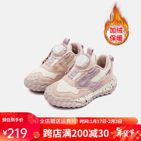 Kappa Kids卡帕童鞋儿童运动鞋冬季棉鞋旋钮扣休闲跑步鞋冬季童鞋 粉色 35