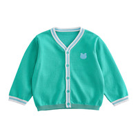 棉花堂童装2024春季毛衣开衫宝宝卡通休闲上衣儿童撞色舒适潮 糖果绿 90/52