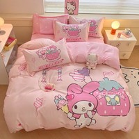 Hello Kitty 儿童全棉床上四件套纯棉可爱女孩凯蒂猫卡通被套三件套