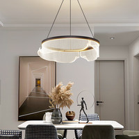 灯宴客厅吊灯轻奢现代简约2023大气圆环客厅大灯北欧卧室餐厅灯具 单层黑色58cm-小爱同学