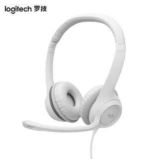 logitech 罗技 H390头戴式立体声耳机耳麦电脑培训会议话务带话筒二合一 白色 【USB耳机H390】白色