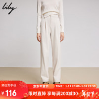 LILY2022春女装通勤款不对称设计显瘦垂感西装裤 603本白 M