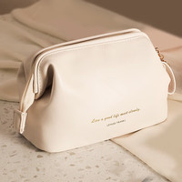 乐活旅行化妆包女旅行化妆品收纳包小号迷你便携化妆袋口红收纳包 皮革化妆包白色