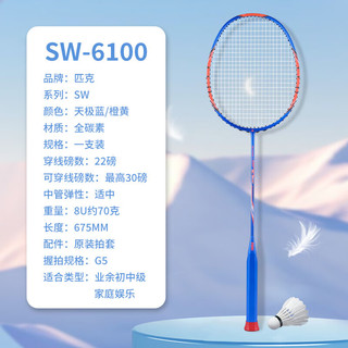 匹克全碳素羽毛球拍成人专业超轻耐打单拍SW-6100 含手胶