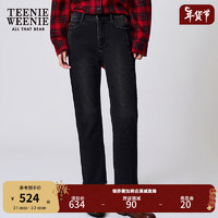 Teenie Weenie小熊2024年早春黑色牛仔裤休闲时尚长裤设计感女 黑色 165/M