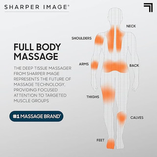 SHARPER IMAGE 筋膜枪按摩器全身运动肌肉放松仪 可调节角度、超静音、4个附件 Powerboost Flex Pivot 黑色