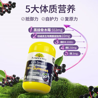 Nature’s Way 佳思敏 儿童黑接骨木莓高含量维生素C+维D3+锌免疫力无糖软糖  50粒  6岁以上