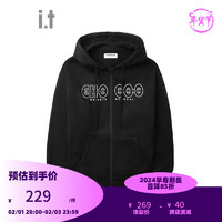 :CHOCOOLATE it 款连帽拉链卫衣2024春季休闲潮流LSWU220 BKX/黑色 XS