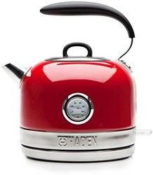 HADEN Jersey 1.5L 紅色電熱水壺 – 360° 旋轉不銹鋼水壺,無繩,安靜,3000W 快速燒水壺 – 可拆卸過濾器,*鎖蓋,指示燈,溫度計
