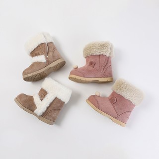戴维贝拉童鞋儿童棉靴男童靴子小童鞋女宝宝加绒保暖冬季