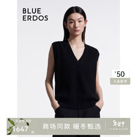 BLUE ERDOS100%山羊绒背心基础百搭宽松V领针织背心B236A2006 黑 165/68A/M