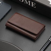 EHRENMANN高端牛皮钥匙包 大容量简约锁匙包商务 男士女士真皮精致小巧 棕色