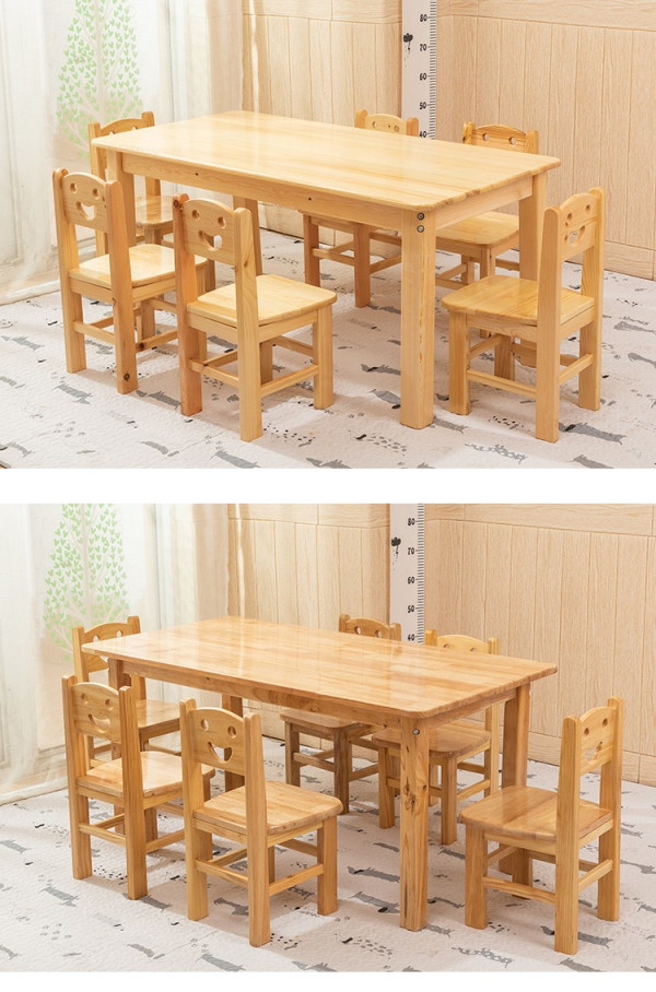 希迪尼 幼儿园实木桌椅套装儿童木制学习桌家用写字桌游戏积木早教长