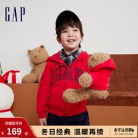 Gap 盖璞 男女幼童冬2023LOGO法式圈织软卫衣857671新年红 红色 90cm(1-2岁)亚洲尺码