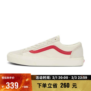 VANS 范斯 官方 Style 36复古红白条简约男鞋女鞋板鞋运动鞋 白色/红色 43码