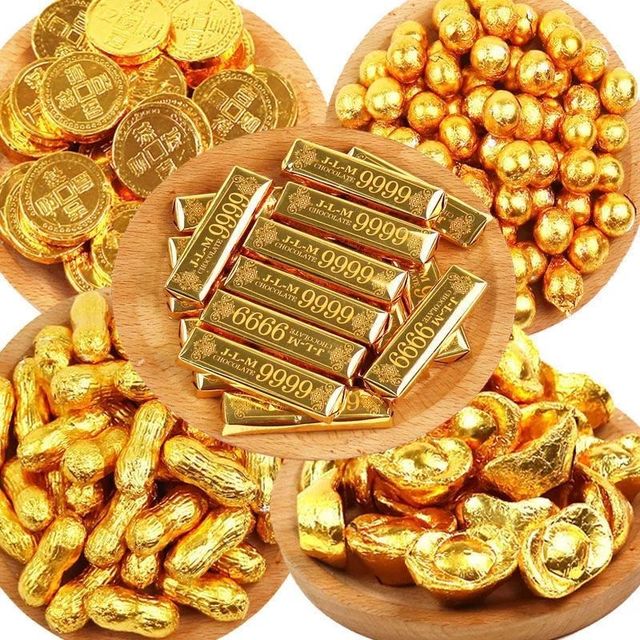 巧之恋 特价黑巧克力金币元宝金条巧克力休闲零食蛋糕装饰喜糖果年货批发