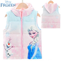 迪士尼爱莎儿童羽绒马甲女童马甲冬季外穿羽绒背心艾莎公主秋冬 150