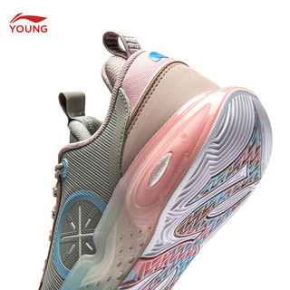 LI-NING 李宁 童鞋儿童篮球鞋全城12YOUNG反光轻量童运动鞋YKBU032 24年春款 沙漠绿/蘑菇褐 32码