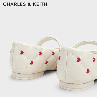 CHARLES&KEITH24春季爱心玛丽珍鞋童鞋CK9-70900087-1 粉白色Chalk 34码