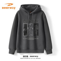 Deerway德尔惠卫衣男春秋季美式复古时尚潮流男士衣服青少年ins风百搭休闲外套 中灰#PDR速行 XL