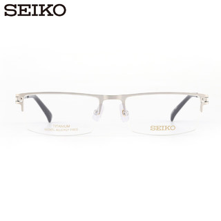 精工(SEIKO)日本中性半框钛合金镜架眼镜框架 T744 C61 万新防蓝光1.60 C61-银色