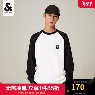 杰克·琼斯（JACK&JONES）秋季男装宽松圆领撞色毛圈布内里上衣运动卫衣长袖打底衫男士衣服 E40 黑色 175/96A/M