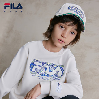 FILA【液氨整理】斐乐童装2024年春季中大童男童吸湿透气卫衣 牧筠白-IV 110