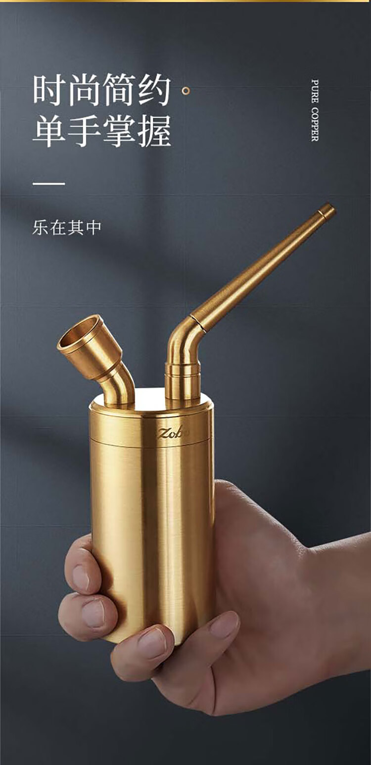 銅烟袋一式 ZOBO正牌水烟壶烟斗纯铜粗中细四用过滤烟嘴循环型过滤器男士水烟袋