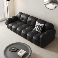 华纳斯沙发 轻奢极简布艺沙发现代简约客厅大小户型猫爪布沙发 静谧黑|皮感猫爪布-乳胶座包 3.3米五人位（分体）