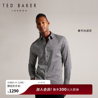 Ted Baker2024春季男士棉质印花上衣修身长袖纽扣衬衫272637 黑色 1