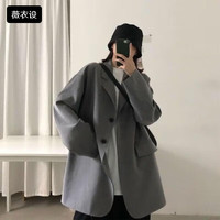 薇衣设西装外套气质女韩版休闲职业西服时尚气质大面试正装 灰色【春秋款-薄款】 2XL 130-150斤