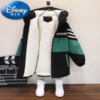 Disney 迪士尼 男童外套加绒加厚棉袄2024秋冬儿童中大童中长款风衣外套棉服