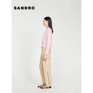 SANDRO【新年胶囊系列】2024早春女装粉色针织上衣SFPPU01798 60/粉色 0