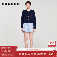 SANDRO2024早春女装法式花边领短外套上衣SFPCA00973 D234/深蓝色 3