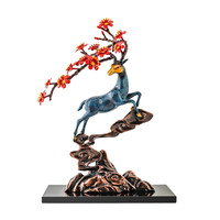 佐森 招财瑞鹿 梅花鹿摆件铜客厅玄关新中式装饰办公桌乔迁礼品