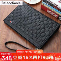 CalaceKonla手包男真皮商务头层牛皮男士手拿包大容量手抓包时尚手夹包潮CK63 黑色