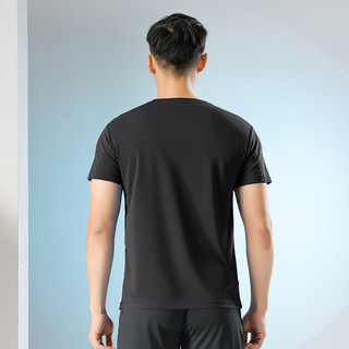 范迪慕 运动T恤男速干短袖透气训练跑步宽松上衣 黑色 3XL  黑色-速干短袖 3XL（160-170斤）