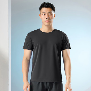 范迪慕 运动T恤男速干短袖透气训练跑步宽松上衣 黑色 3XL  黑色-速干短袖 3XL（160-170斤）
