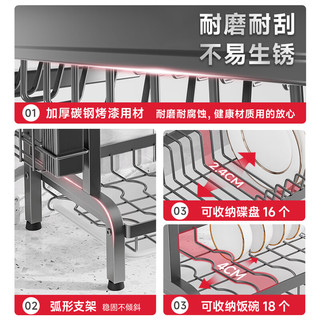 美厨物语 厨房碗碟置物架沥水碗架放碗筷柜收纳柜碗盘盒子用具置物架大全 豪华三件套