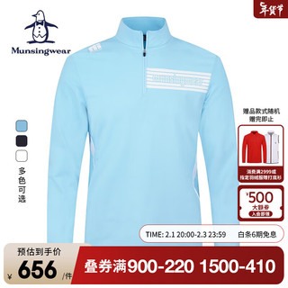 万星威（Munsingwear）高尔夫服装男士长袖T恤男装立领长袖T恤弹力舒适运动长袖衫 M740 LL