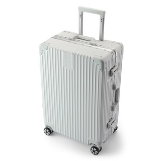 NAUTICA行李箱女士铝框大容量22英寸旅行箱万向轮出差拉杆箱密码皮箱 白色 22英寸【可坐人-体重200斤】