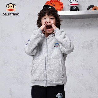 大嘴猴（PAUL FRANK）童装男童加绒开衫卫衣24年春秋中大童保暖外套上衣 灰色 130cm