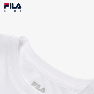 FILA【丝柔棉】 斐乐儿童童装2024春小童男童休闲舒适长袖T恤 标准白-WT 130cm