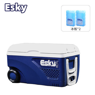 爱斯基（ESKY）65L大容量户外保温冷藏箱车载PU款钓鱼箱带拉杆厂家直发附2冰扳